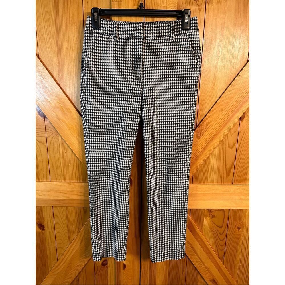 White House Black Market The Slim Ankle Houndstooth Stretch Pants Sz 0 (4765)